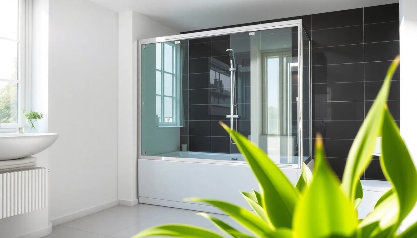 Erleben Sie die moderne sonni Duschkabine 100x100 in einem eleganten Badezimmer mit stilvollen Details.