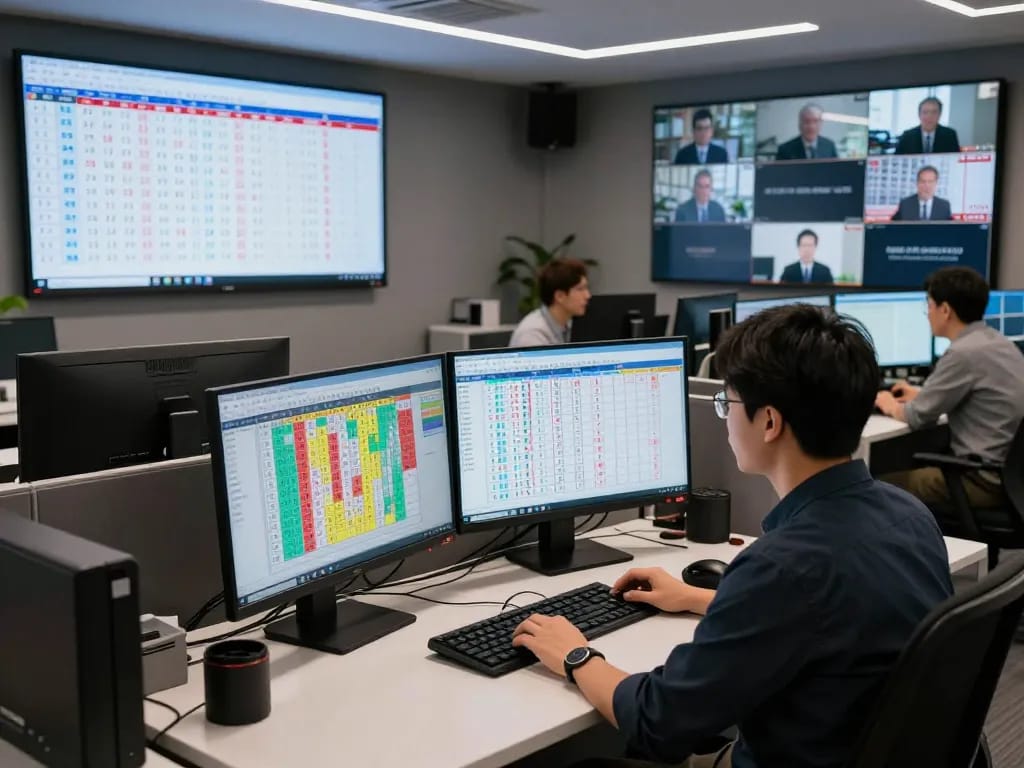 Analisis data langsung HK Lotto di ruang kerja digital modern dengan operator yang memantau hasil.