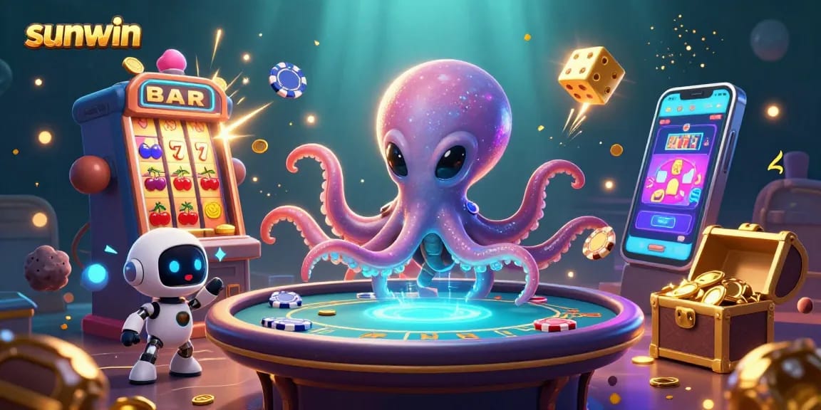 Experience thrilling gameplay with sunwin's vibrant alien casino scene featuring holographic poker.