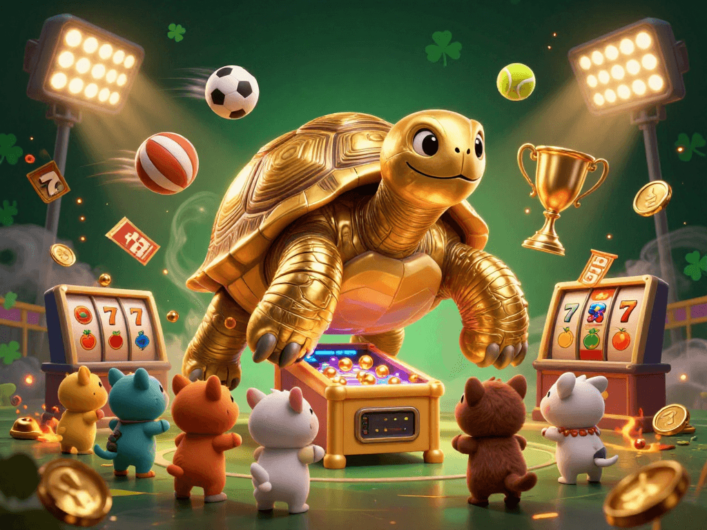 Engage with sunwin's thrilling casino gameplay featuring a lively tortoise pinball machine and sports elements.