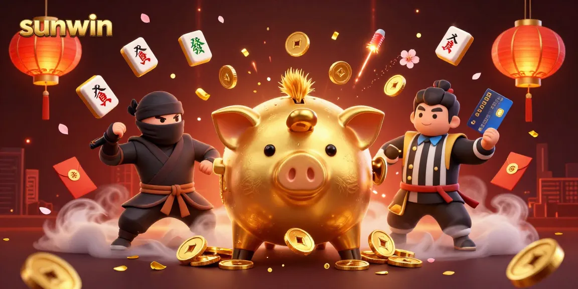 Engage with the sunwin casino experience featuring a dynamic trio in action amidst vibrant gaming elements.