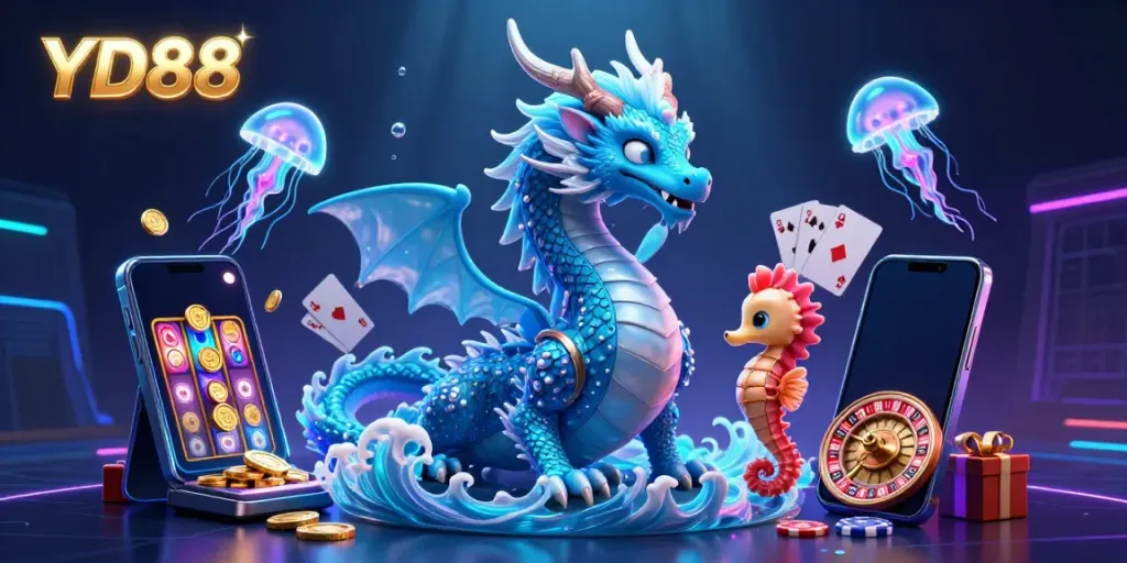 Play thrilling slot games with YD88's captivating underwater casino adventure featuring dazzling characters.