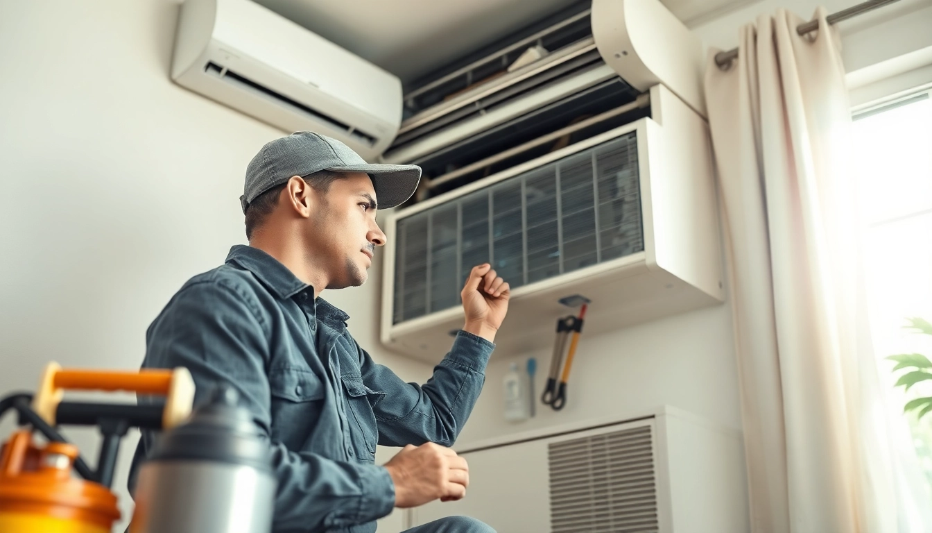 Fixing an air conditioning unit highlighting the expertise of Air Conditioning Repair Tampa services.