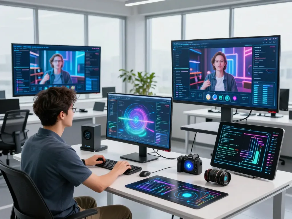 Using mind control ai for developing advanced motion control technology in a high-tech studio.