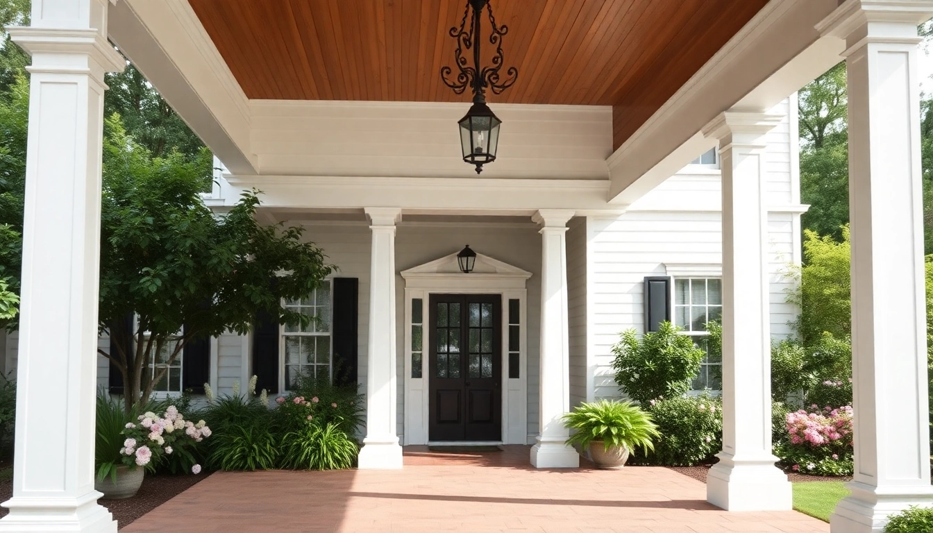 Showcasing a colonial home renovation with a restored porch and lush gardens for architectural inspiration.