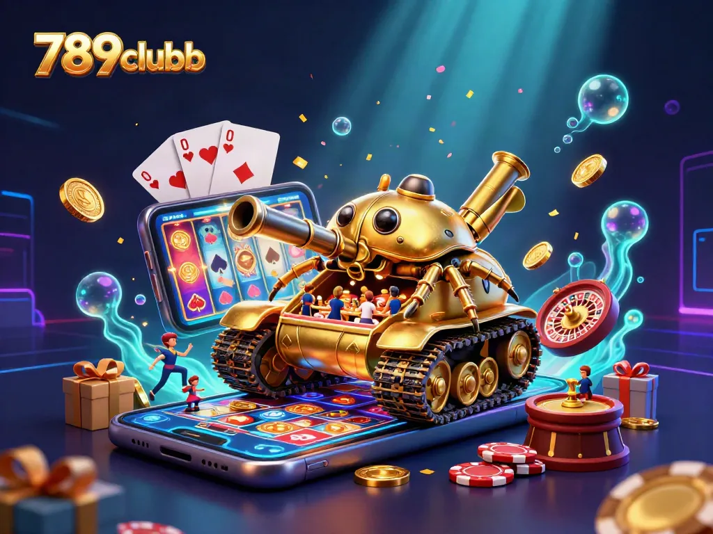 Experience the thrilling world of 789clubb with a vibrant 3D casino tank filled with excitement.