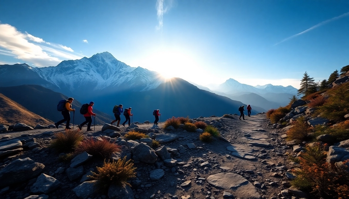 Trekkers enjoying the Sandakphu trek, surrounded by breathtaking mountain views and alpine beauty.