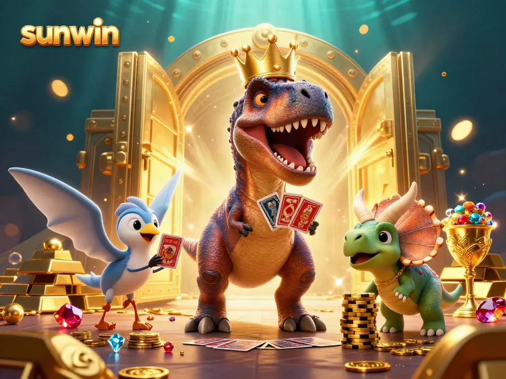 Experience thrilling wins with Sunwin's vibrant gaming scene featuring T-Rex and friends.