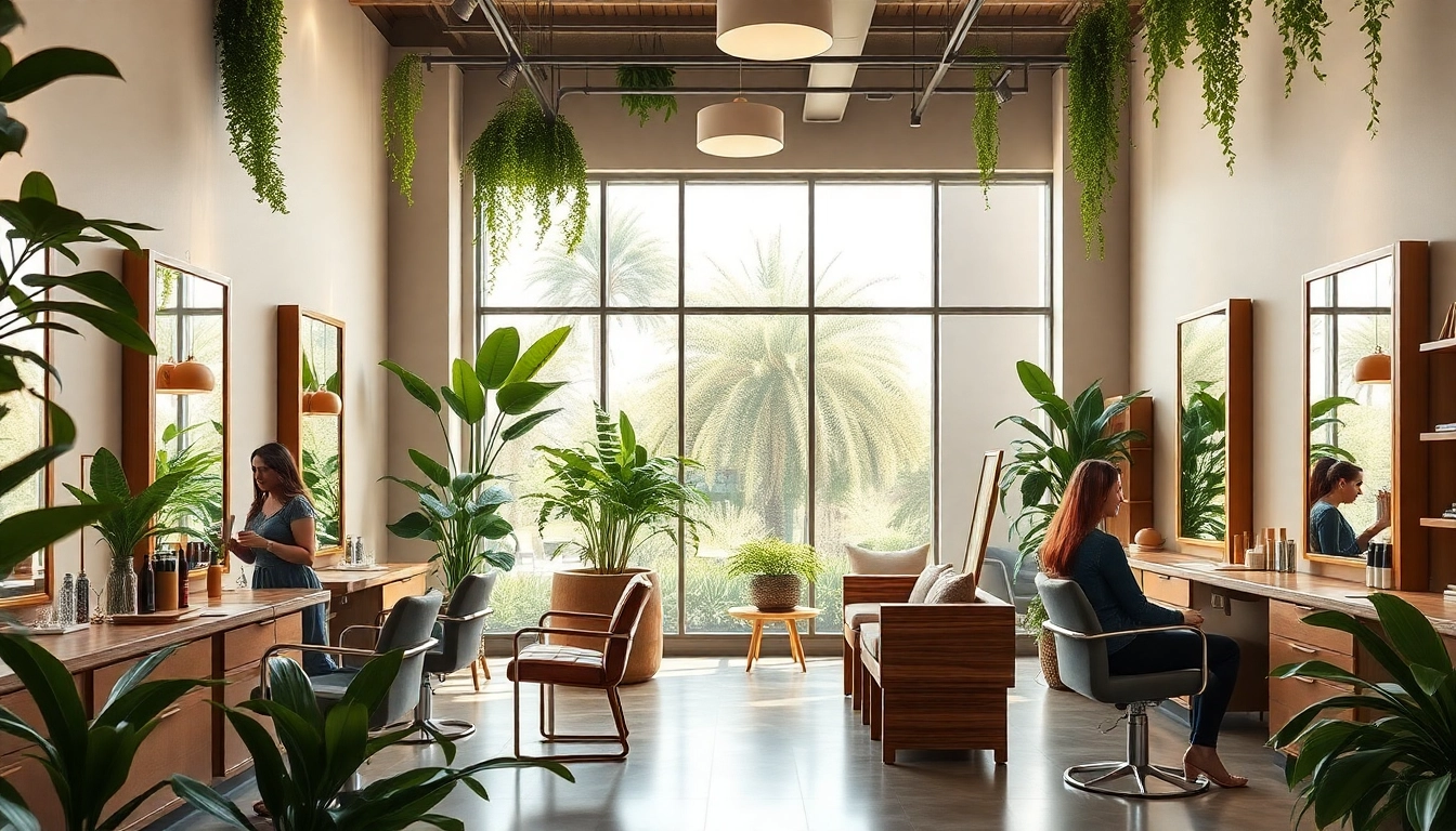 Aveda salon San Diego featuring a serene interior with stylists providing precision haircuts and vibrant colors.