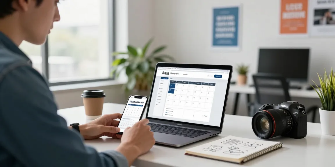 Business workspace with owner discussing websites with no upfront costs, focusing on efficient design tools and a collaborative atmosphere.