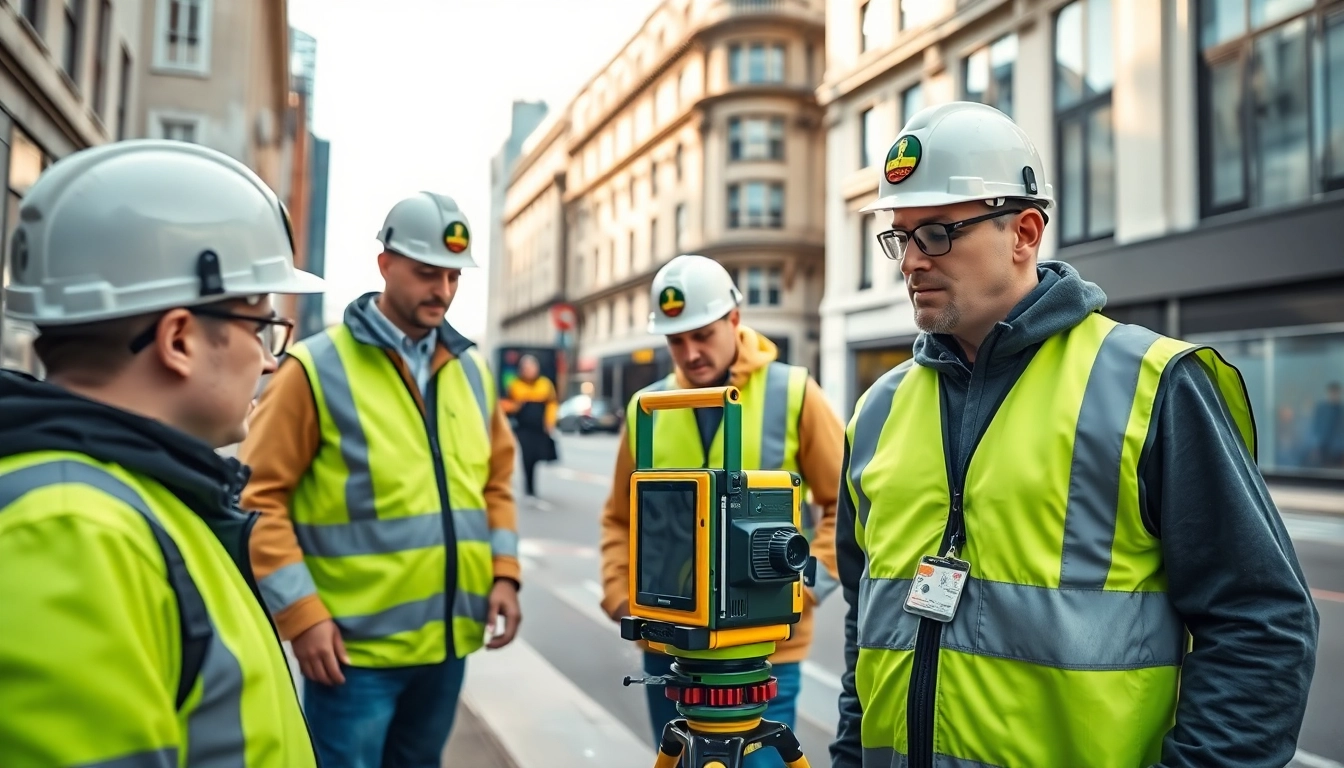Utility surveyors London using advanced GPR technology for underground surveys in a vibrant urban setting.