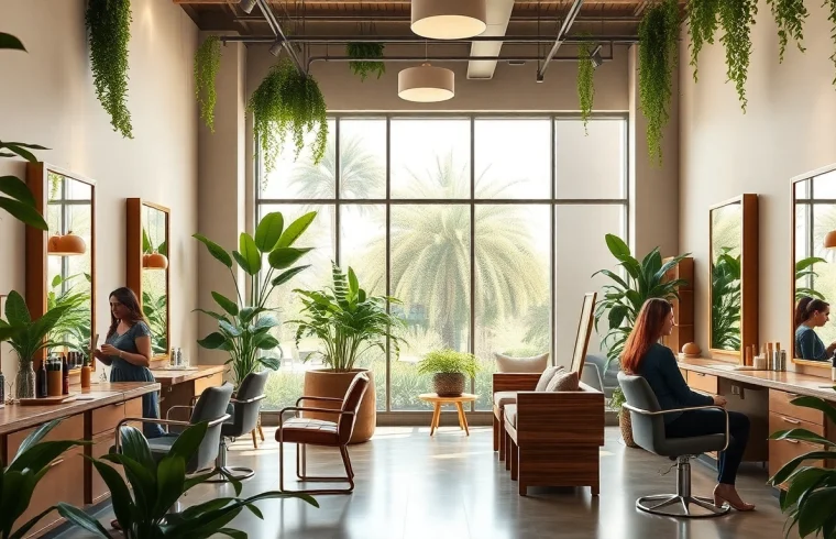Aveda salon San Diego featuring a serene interior with stylists providing precision haircuts and vibrant colors.
