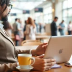 Complete your uk eta online application smoothly with a digital nomad at a café.
