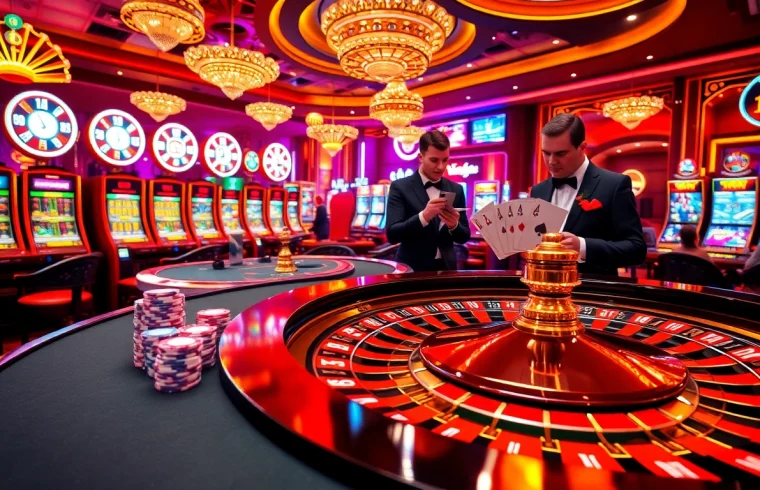 Engaging players in tg88 casino strategies at a vibrant roulette table with luxurious decor.