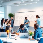 Creative team collaborating on New York web design services in a modern office.