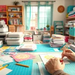 Cricut SVG designs in a vibrant crafting workspace with Cricut machines.