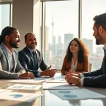 Fiduciary financial advisor nova va consulting clients in a professional office setting.