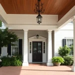 Showcasing a colonial home renovation with a restored porch and lush gardens for architectural inspiration.