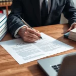 Lawyer discussing the Power of Attorney in an elegant office setting.