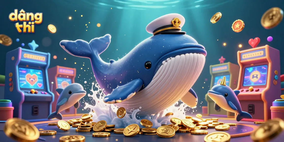 Engage in thrilling đăng ký gameplay with a whimsical scene featuring whales and poker chips.