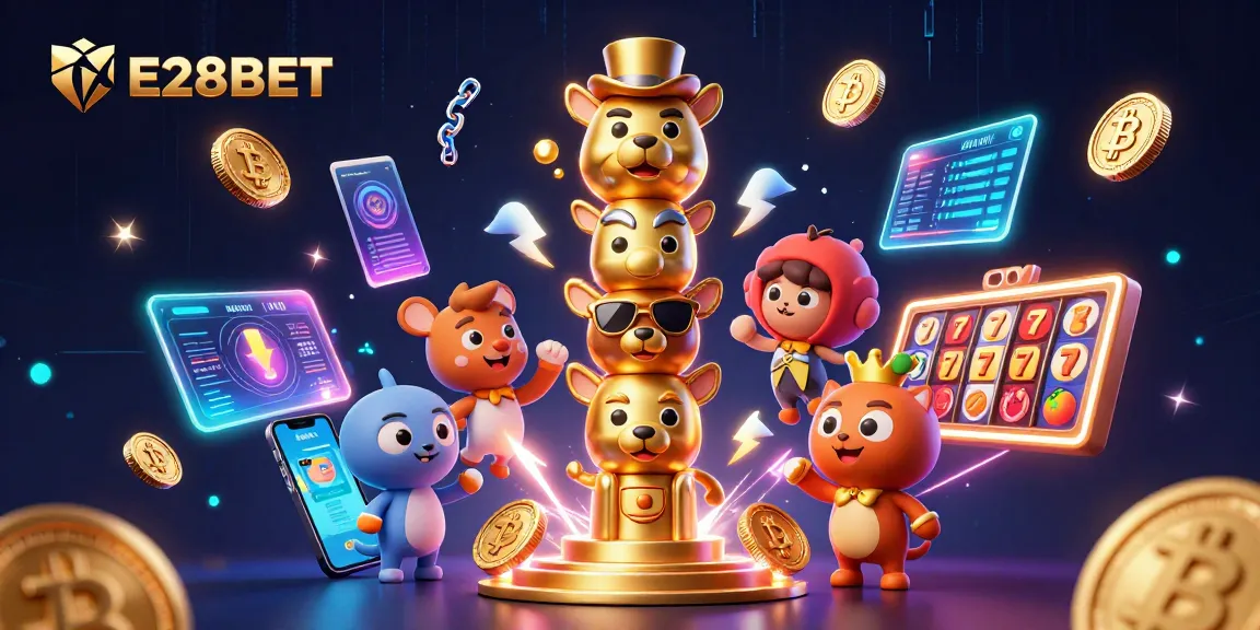 E28BET enhances your gaming experience with a captivating casino-themed 3D illustration.