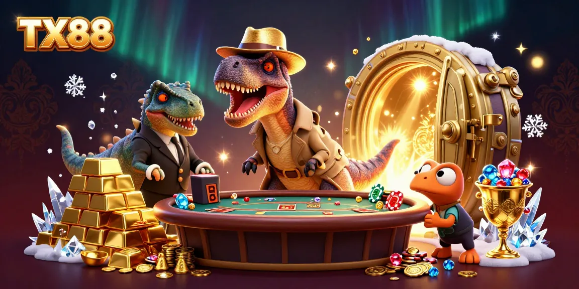 TX88 velociraptor card counter at blackjack table with treasure, gems, and excitement