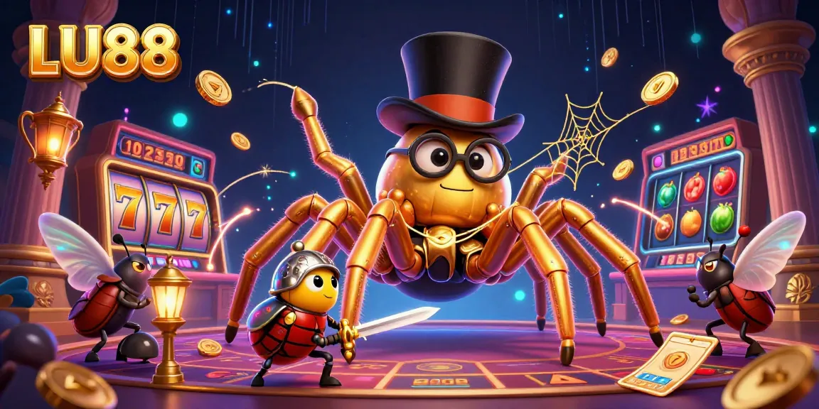 LU88 immersive gaming experience showcasing slot games with a vibrant casino atmosphere