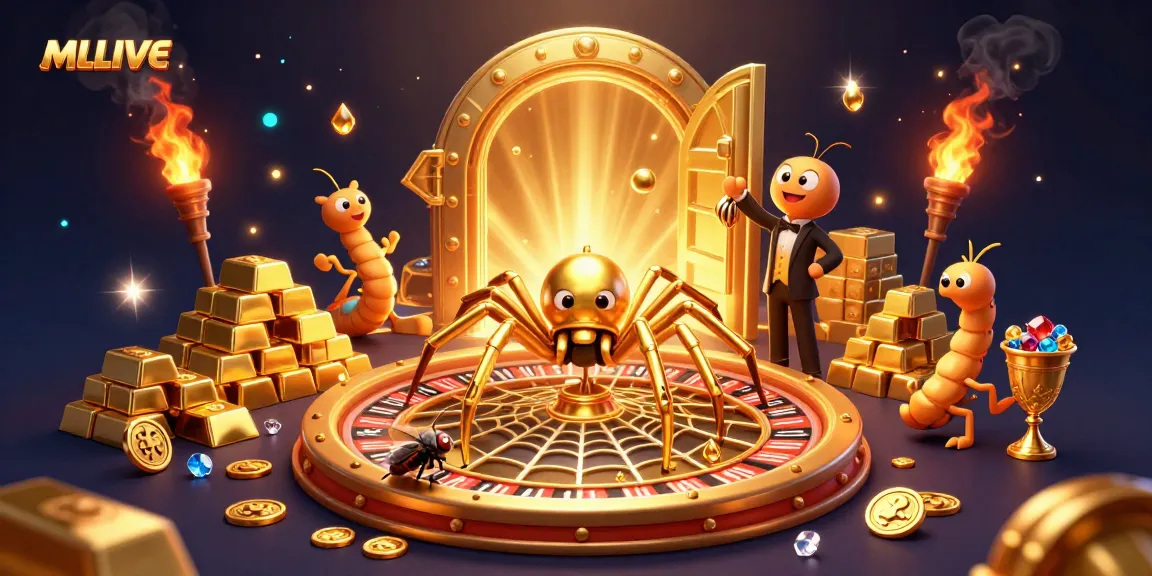 Experience MMLIVE's vibrant gambling atmosphere with a lively gambling-themed illustration.