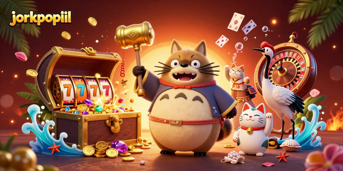 Engage with the jorkpoplil casino scene featuring colorful characters and a vibrant gaming atmosphere.
